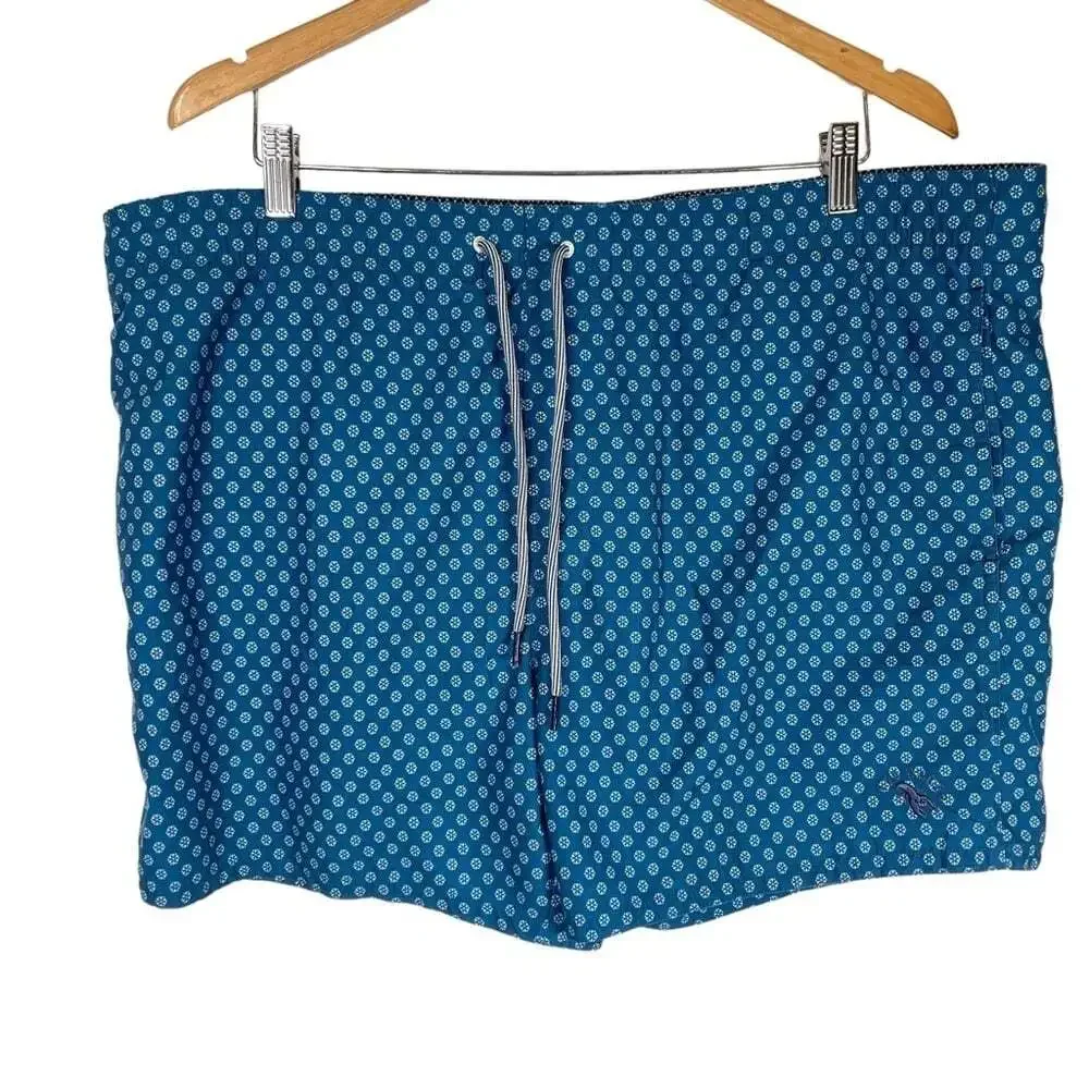 Ted Baker London Swim Trunks Blue Fish Floral Lined Pockets X-Large Vacation